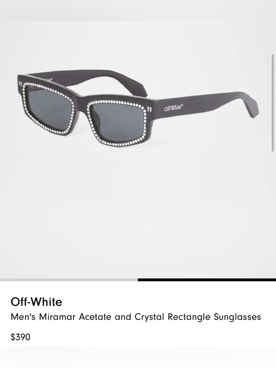 Off-White Accessories - Off-White Black Rectangle Sunglasses with Crystal Trim